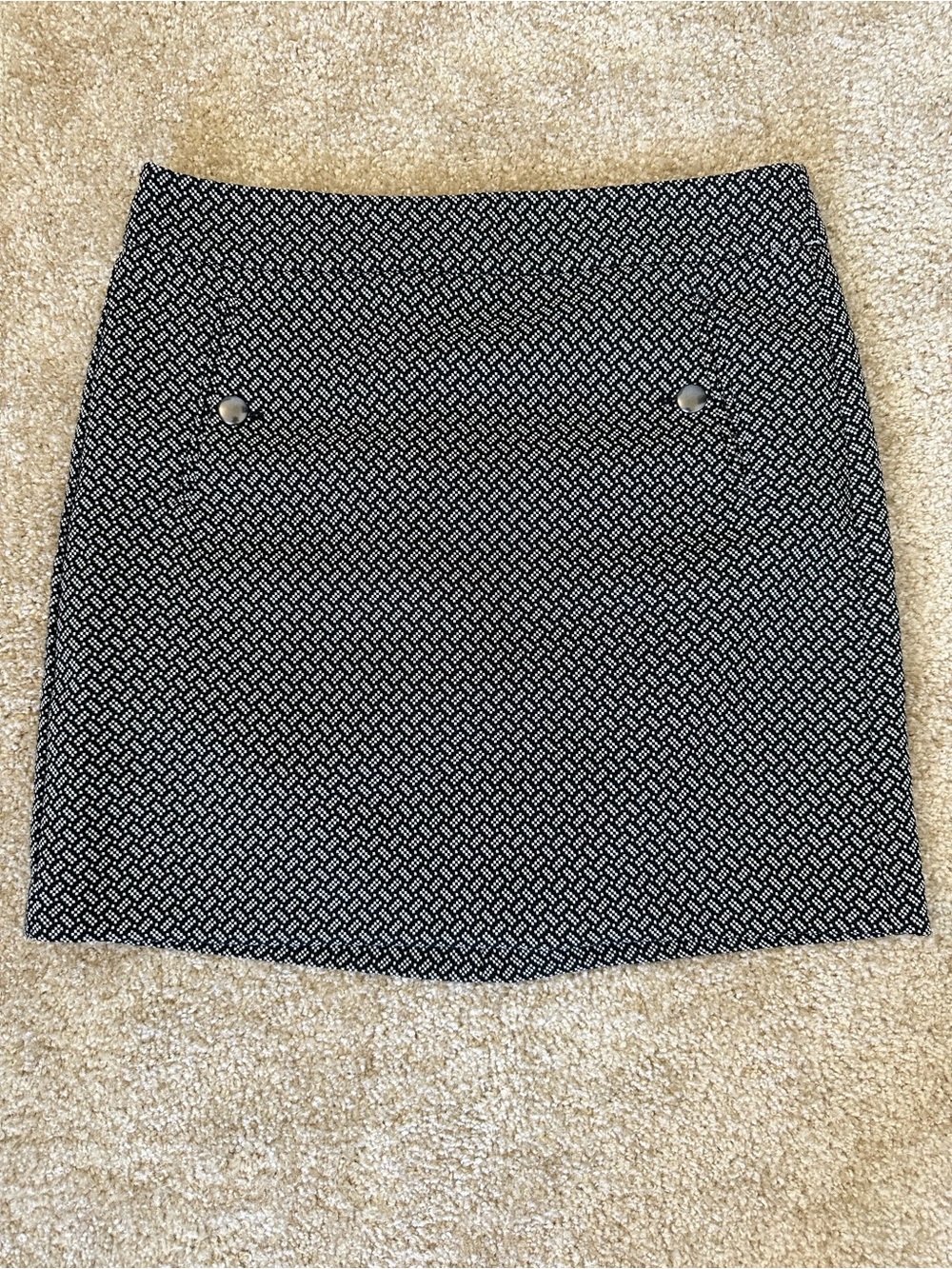 LOFT 6P Ann Taylor A-Line Button Tweed Patterned Mini Skirt Geometric